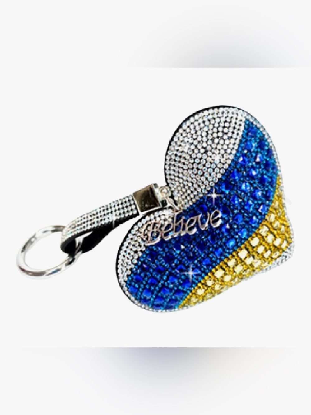 Crystal Heart Bag Charm - "Believe" by designer Jacqueline Kent